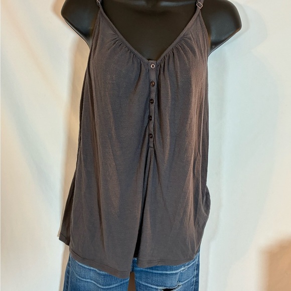 Joe's Jeans Medium Flowy V-neck Charcoal Sleeveless Tank Top Mock Button Down‎ - Picture 2 of 15